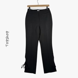 Topshop Women's Workwear Trousers With Tie Detail in Black Size 4 Preppy Glam